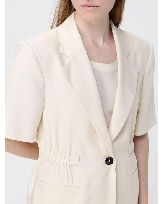 Pinko Natural Single Breasted Viscose Blend Canvas Blazer