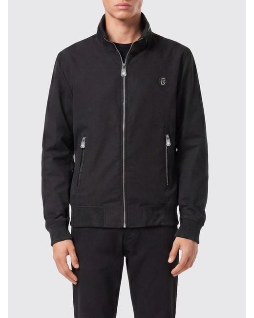 Billionaire Black Cotton Bomber Jacket With Python Leather Inserts for men