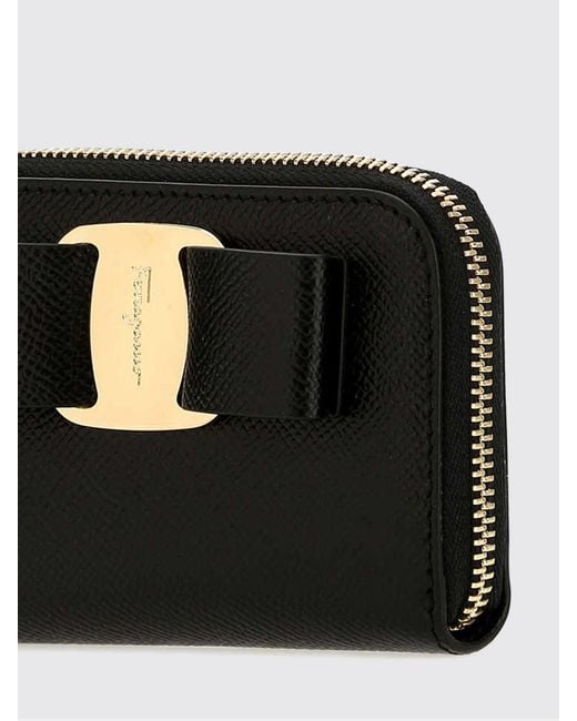 Ferragamo Black Vara Calfskin Leather Wallet