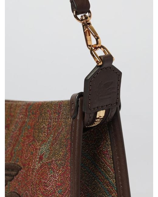 Etro Brown Arnica Pegaso Coated Cotton Paisley Jacquard Pouch