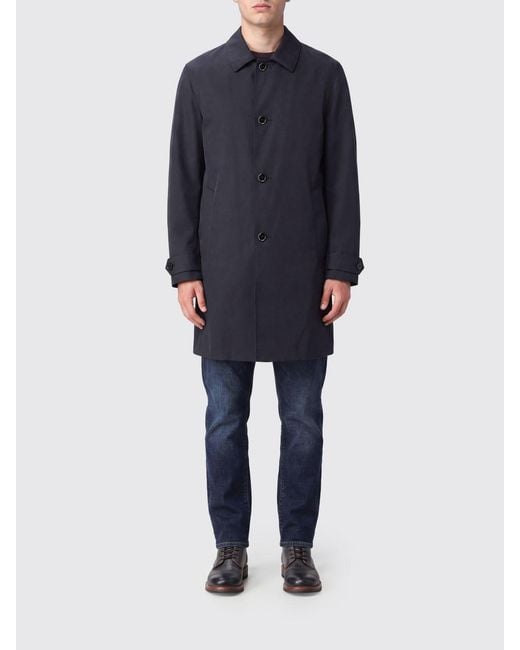 Aspesi Blue Single-Breasted Knee-Length Trench Coat for men