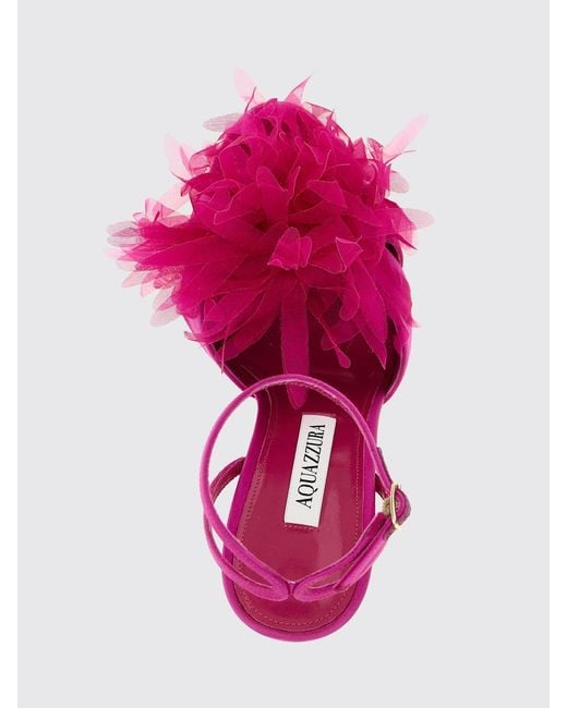 Aquazzura Pink Poème Satin And Tulle Sandals