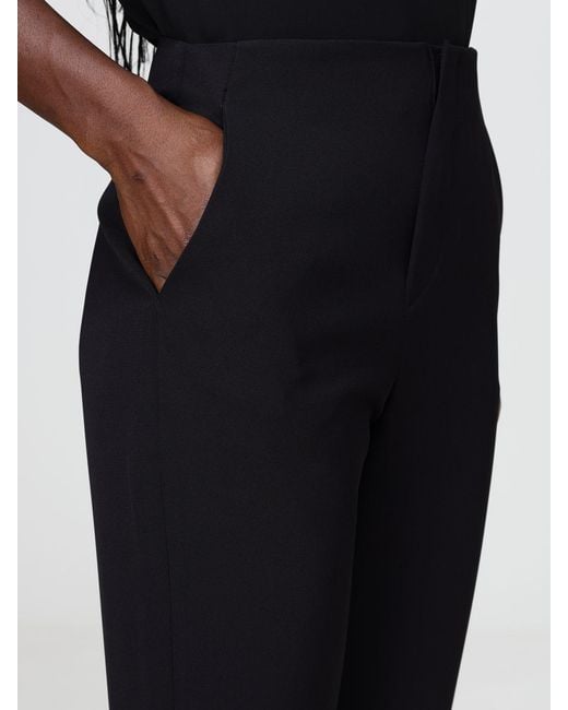 Hanita Black High-Waisted Cropped Crêpe Trousers With Slash Pockets