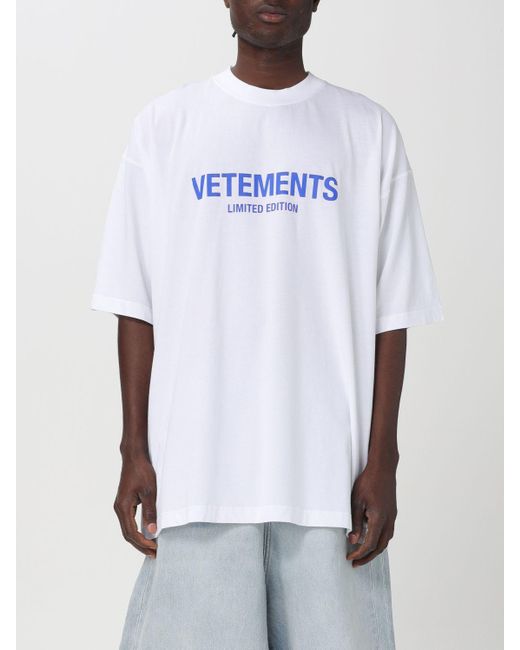 T-shirt in cotone con logo di Vetements in White da Uomo