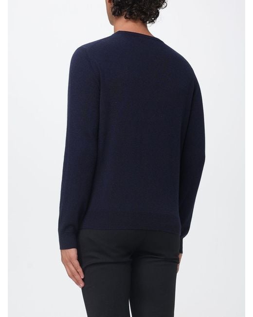 Malo Blue Pure Cashmere Crewneck Jumper With Ribbed Trims for men