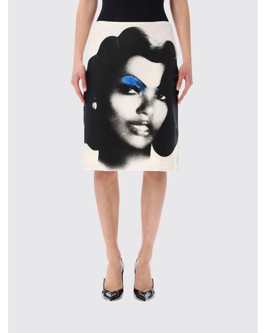 Versace Black Printed Silk Pencil Skirt
