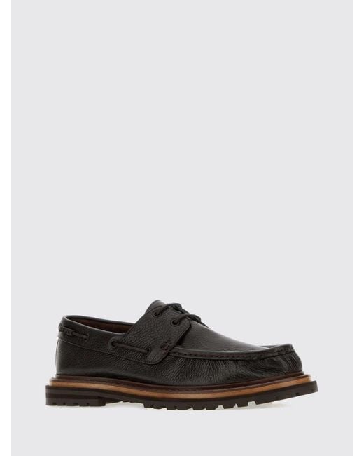 Fendi White Pequin Hammered Calfskin Boat Shoes With Logo for men