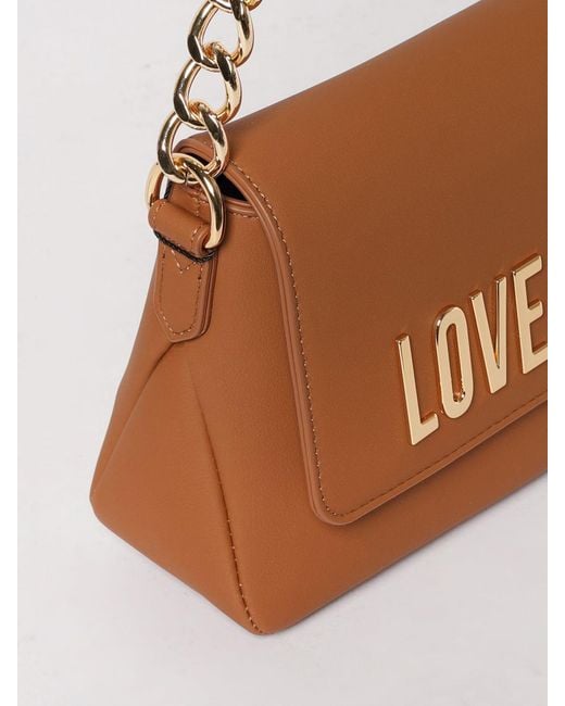 Love Moschino Brown Faux Leather Bag With Logo