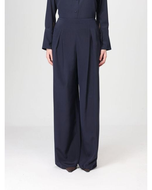 Max Mara Pure Blue Pure Stretch Silk Palazzo Trousers Max Mara