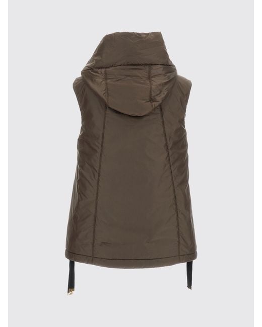 Max Mara Green Padded Technical Fabric Vest With Hood And High Neck