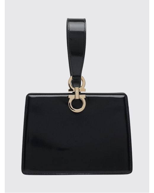 Ferragamo Black Brushed Leather Clutch