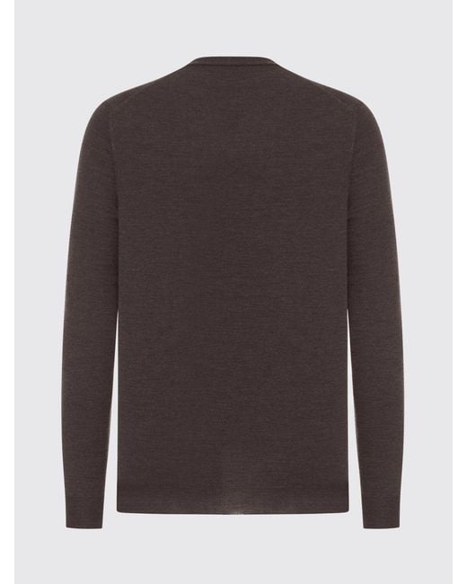 Zanone Brown Wool V-Neck Sweater for men