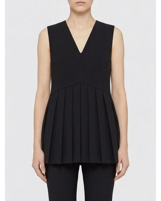 Jil Sander Black Pleated Virgin Wool Top