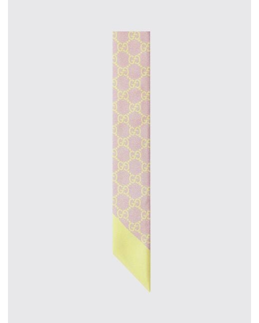 Bandeau De Seda Con Monograma Gg Estampado Gucci de color White