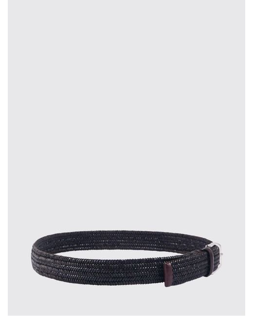 Orciani White Wide Braided Leather Belt for men