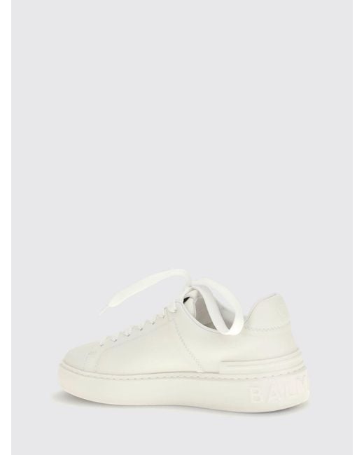 Balmain White B-Court Leather Sneakers