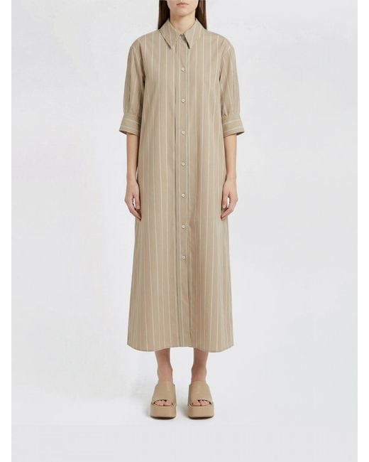 Jil Sander Natural Striped Cotton Shirtdress