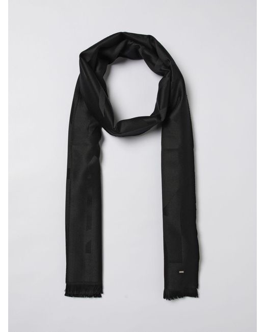 Saint Laurent Black Monogram Jacquard Wool Scarf