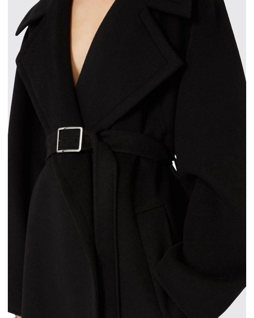 Sportmax Black Virgin Wool Coat With Belt