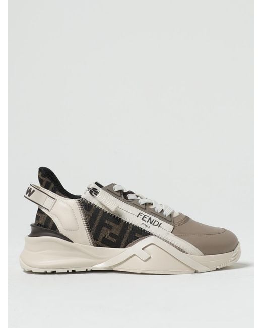 Fendi Multicolor Flow Leather And Jacquard Fabric Sneakers With Zip