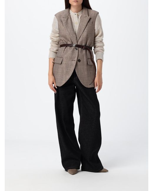 Brunello Cucinelli Gray Single-Breasted Houndstooth Virgin Wool Tailored Vest