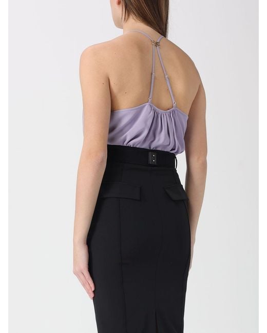 Elisabetta Franchi Black Crêpe Bodysuit Top