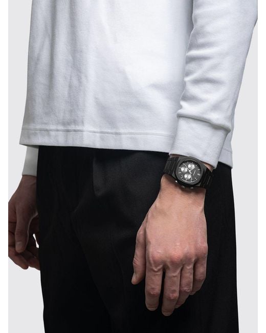 D1 Milano Black Gilded Lunar Polycarbonate Quartz Watch With Sapphire Glass for men