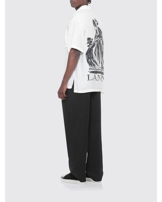 Lanvin White Rayon Shirt With Logo Print for men