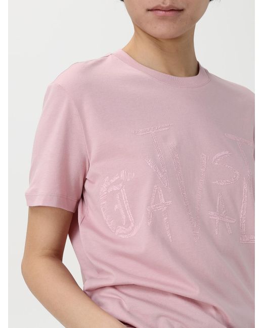 Just Cavalli Pink Embroidered Logo Tee