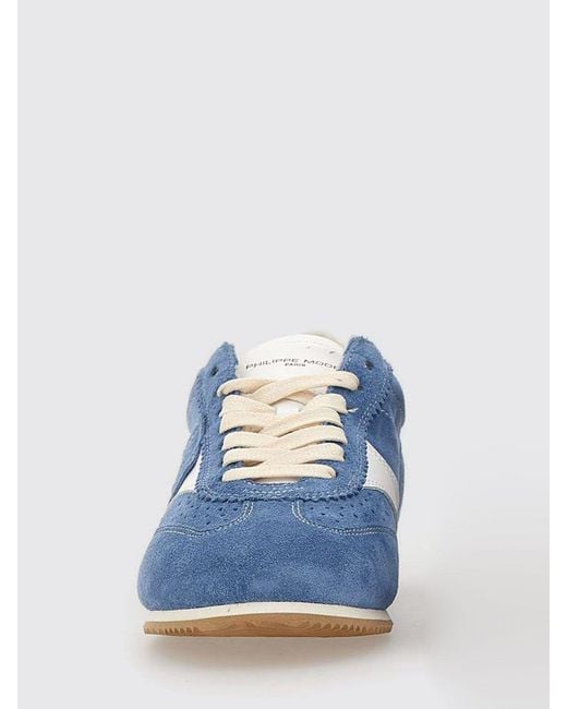Philippe Model Blue Planche Lace-Up Logo Sneakers