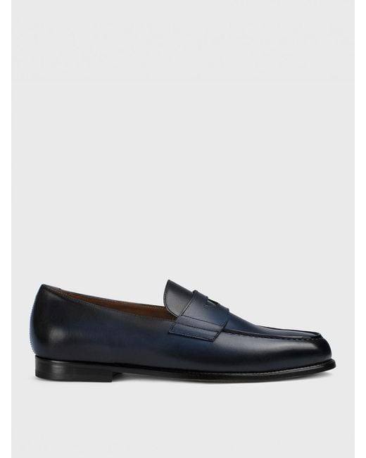 Doucal's Blue Aged Leather Loafers for men