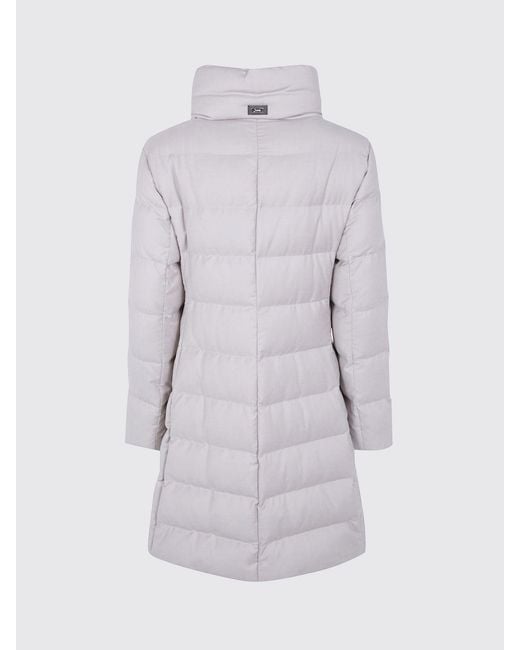 Herno Yellow Knee-Length Quilted Down Jacket