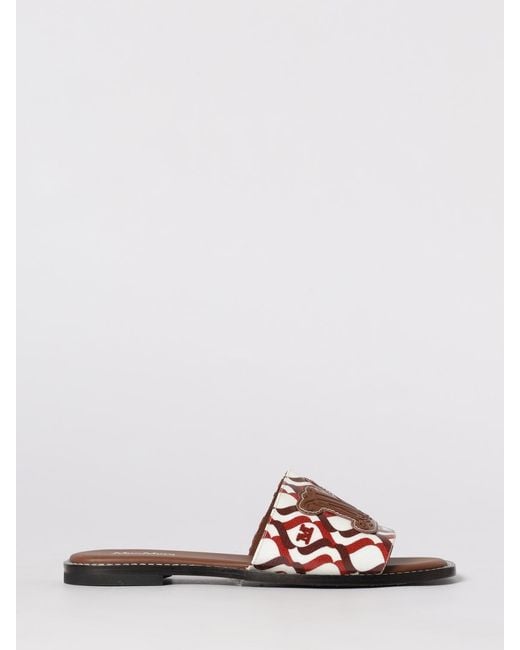 Max Mara Pink Dovere Printed Cotton Canvas Sliders