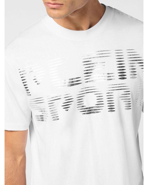 Philipp Plein White Cotton Jersey T-Shirt With Laminated Contrast Logo for men