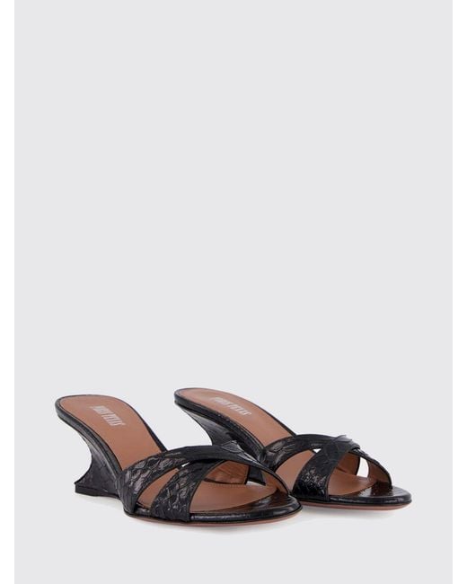 Paris Texas White Nina Python-Print Leather Wedge Mule Sandals