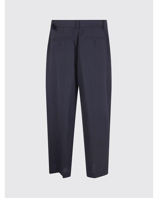 Sacai Blue Pinstriped Cotton Tailored Trousers for men