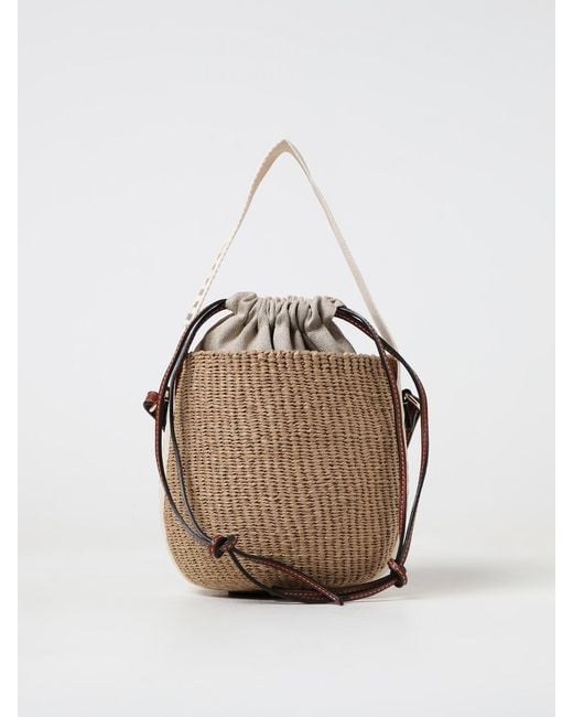 Chloé White ChloÉ Woody Woven Raffia And Leather Bag