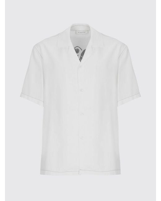 Lanvin White Rayon Shirt With Logo Print for men