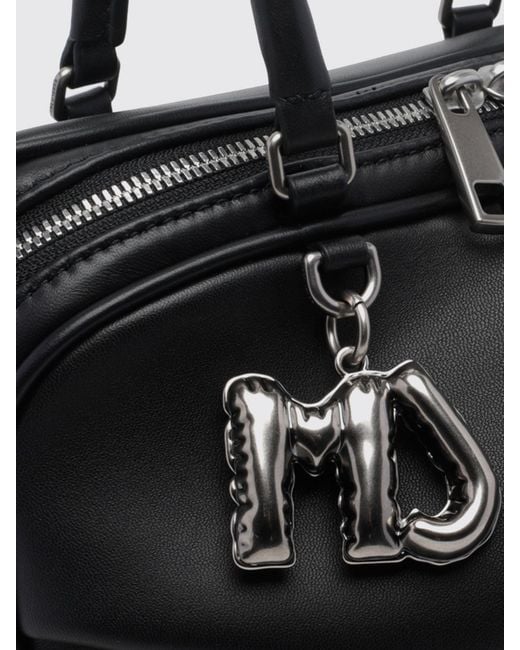 Marc Jacobs Black The Wave Lambskin Handbag With Monogram And Removable Strap