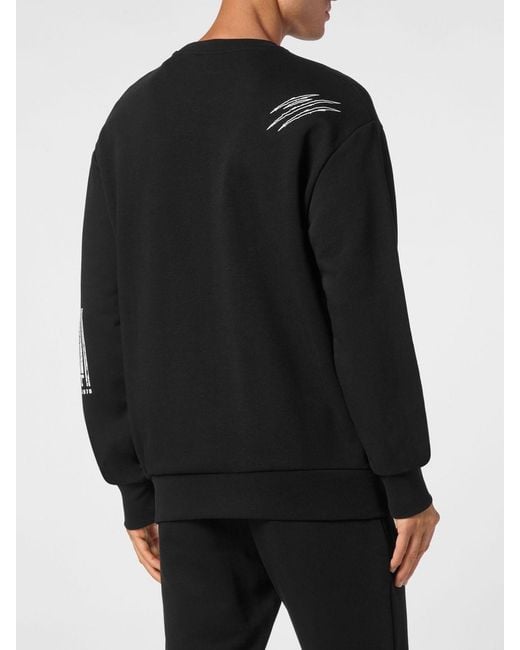 Philipp Plein Black Graphic Print Crewneck Sweatshirt for men