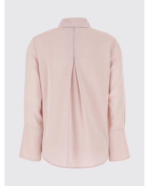 Max Mara Pink Classic Stretch Silk Shirt