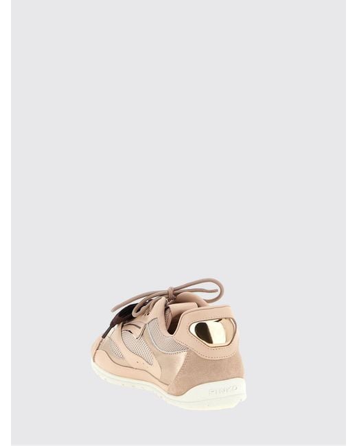Pinko Natural Yulia Leather And Mesh Sneakers