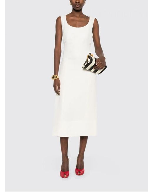 Jacquemus White Linen Blend Midi Dress