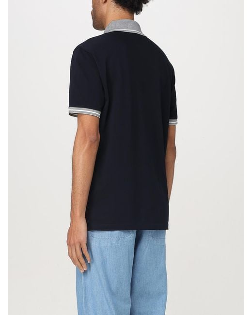 Emporio Armani Blue Striped Collar Polo Shirt for men