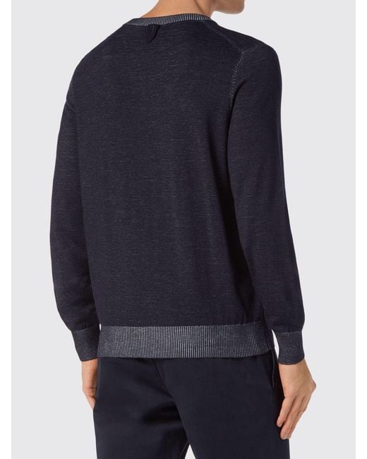 Billionaire Blue Wool And Silk V-Neck Jumper With A Jacquard Crest Logo for men
