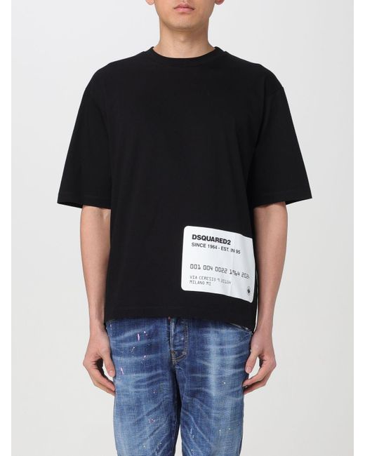 T-shirt in cotone con stampa di DSquared² in Black da Uomo