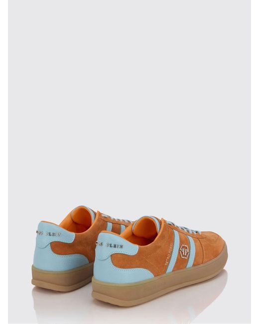 Philipp Plein Orange Retro Rebel Suede Sneakers for men