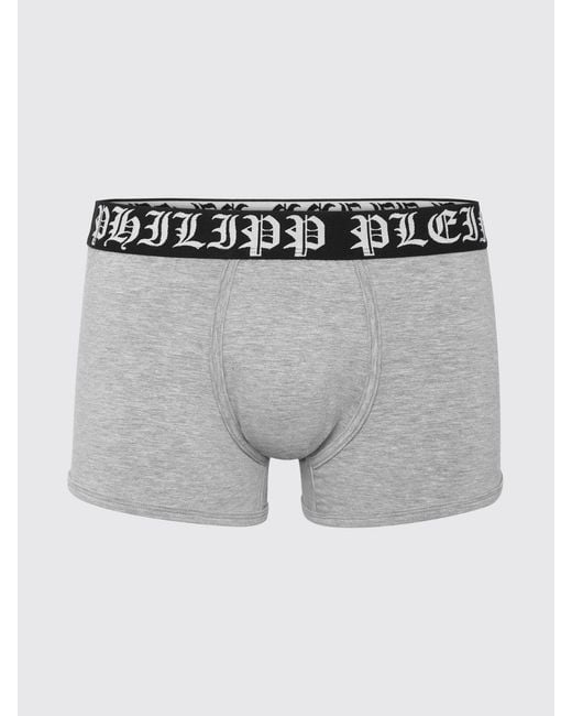 Philipp Plein Gray Stretch Cotton Blend Boxers for men