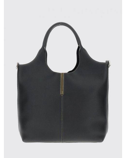 Tod's Black Small Leather Shopping Tote Bag