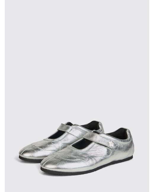 CECILIE BAHNSEN White Laminated Leather Mary Jane Shoes
